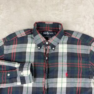 Vintage Ralph Lauren Shirt Mens Large Plaid Button Down Red Pony Preppy USA Made